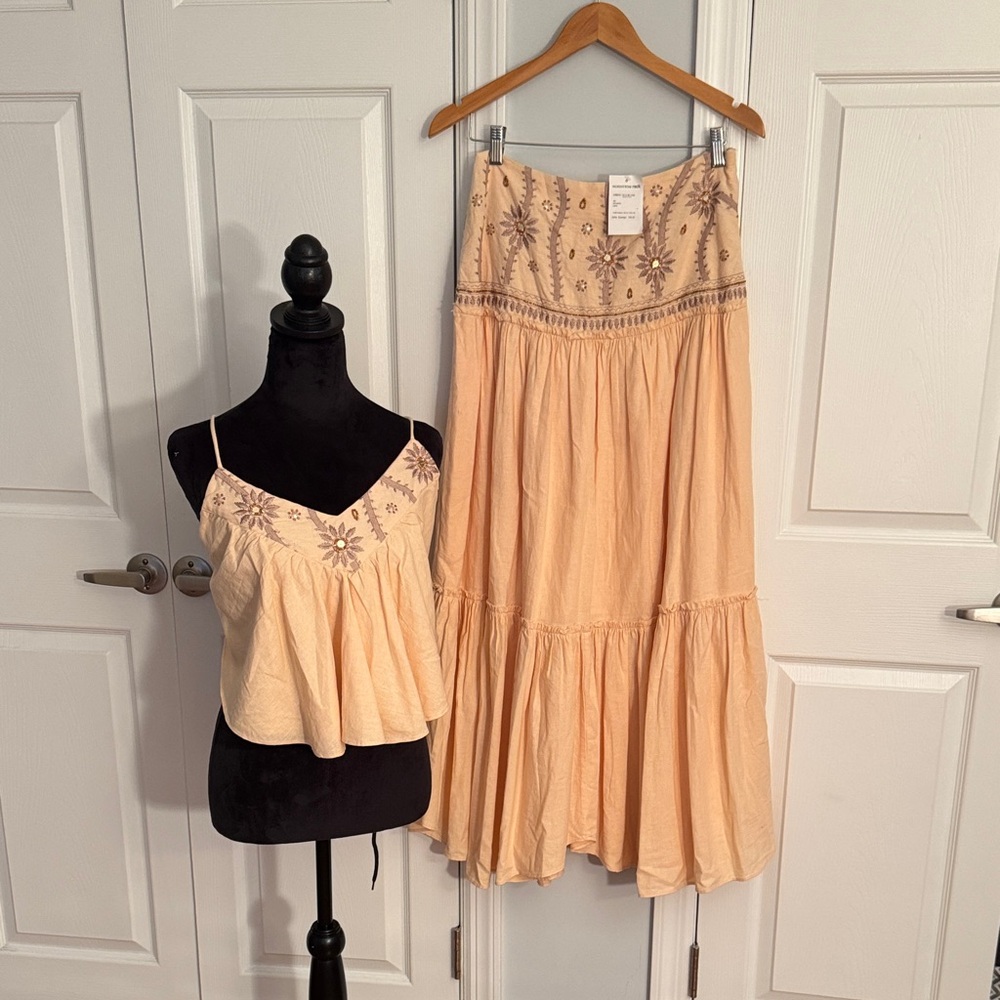 Free People Peach Maxi Skirt Set